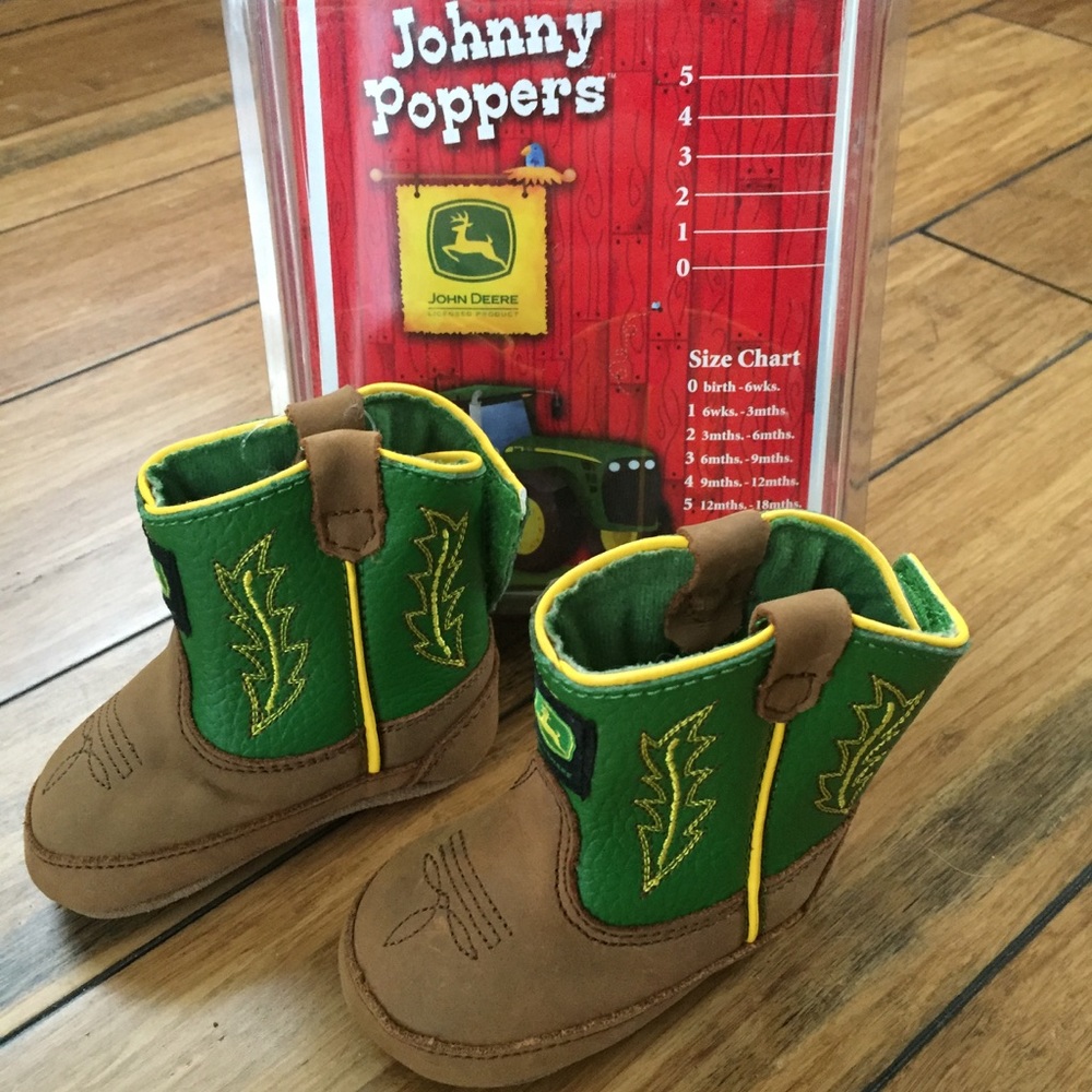 John Deere Soft Leather Baby Boots NIB Sz 2